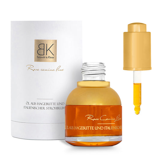Kaltgepresstes Hagebuttenöl mit italienischer Strohblume 30 ml Premium  Bio-Produkt