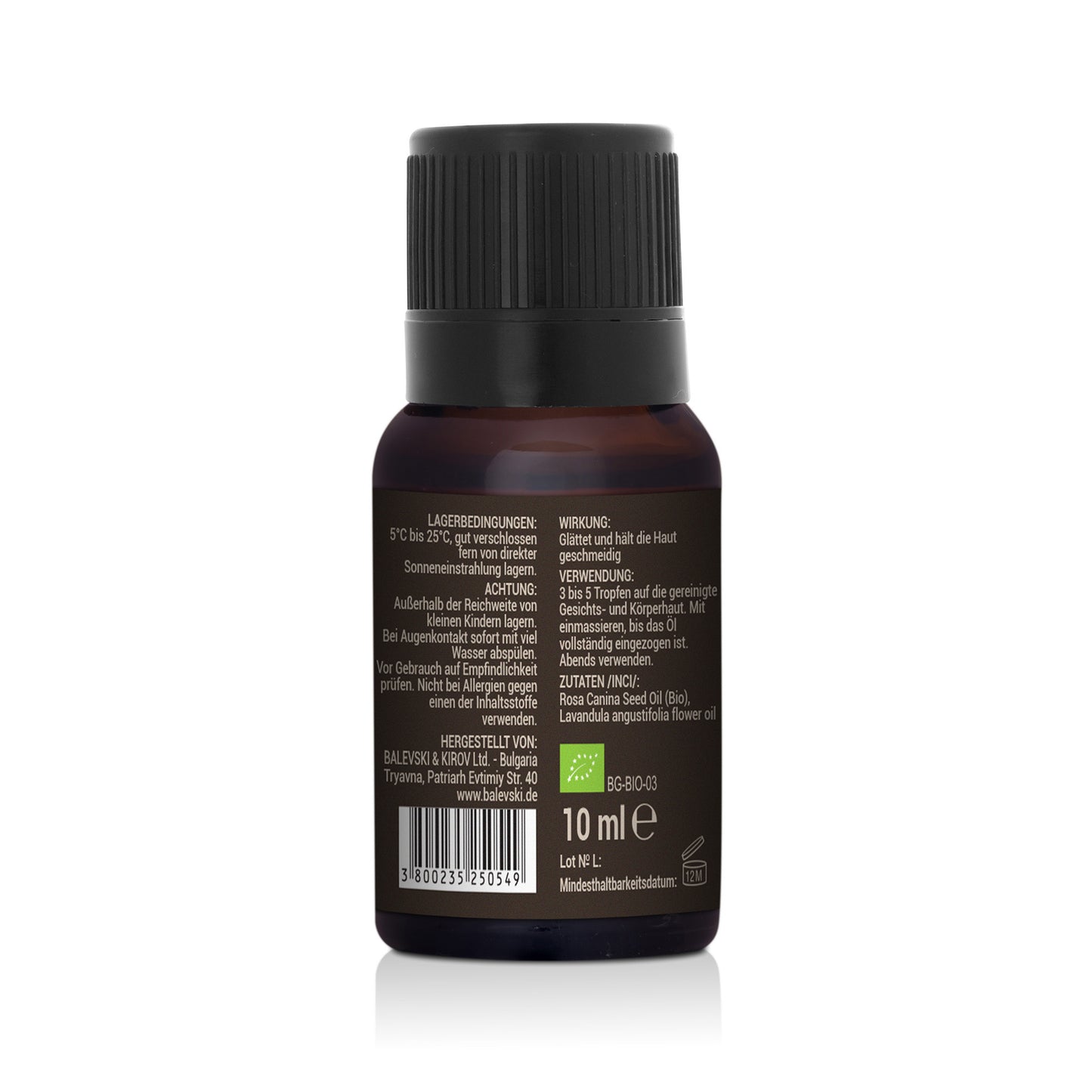 Kaltgepresstes Hagebuttenöl mit ätherischem Lavendelöl - Bio-Produkt
